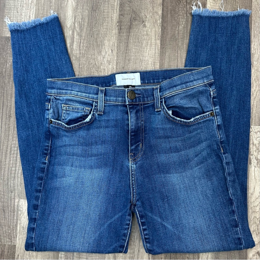 CURRENT/ELLIOTT High-Waisted Stiletto Jean Raw Hem in Love Found Rinse